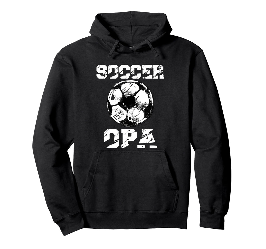 Soccer Opa Distressed Ball Funny Soccer Hoodie - Graphic Print for Adults