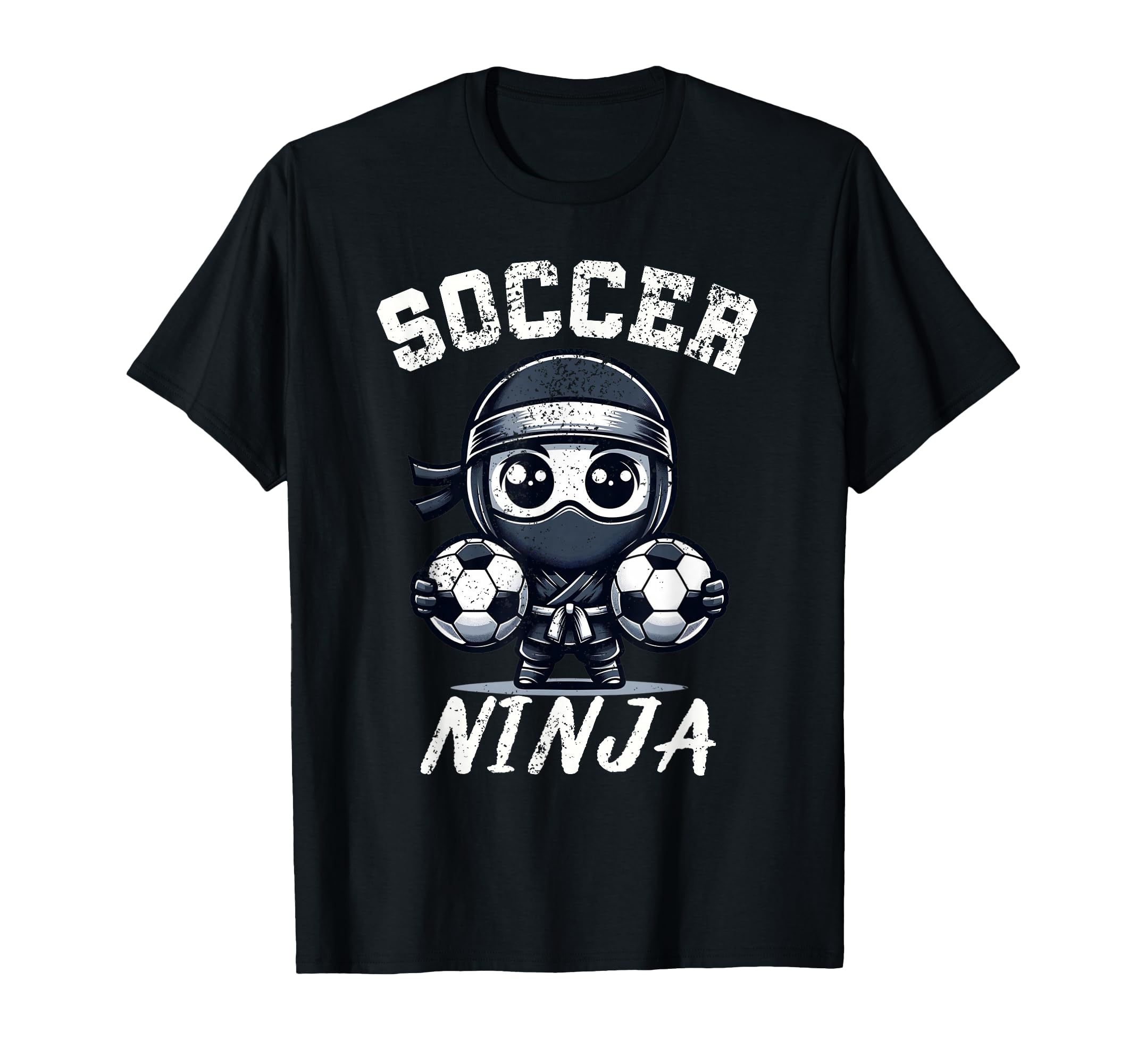 Funny Soccer Ninja Distressed Soccer T-Shirt - Trendy Graphic Men Women