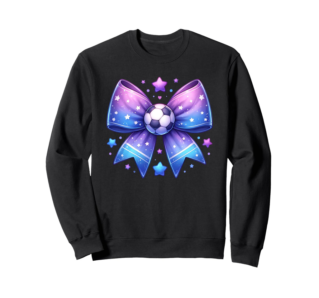Soccer Coquette Bow Sports Blue And Sweatshirt - Novelty Apparel Men Women
