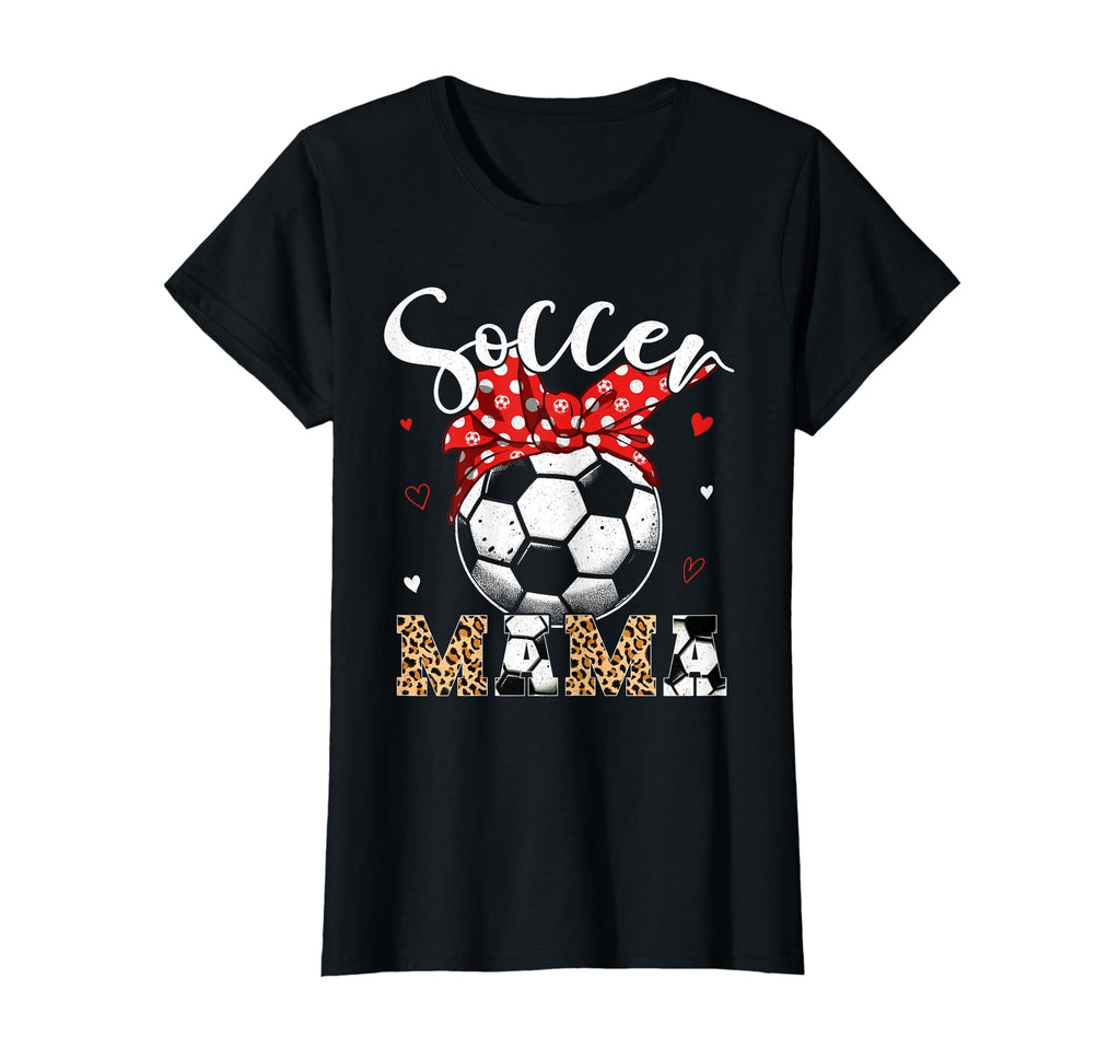 Womens Soccer Mama Headband Leopard T-Shirt - Aesthetic Graphic Men Women