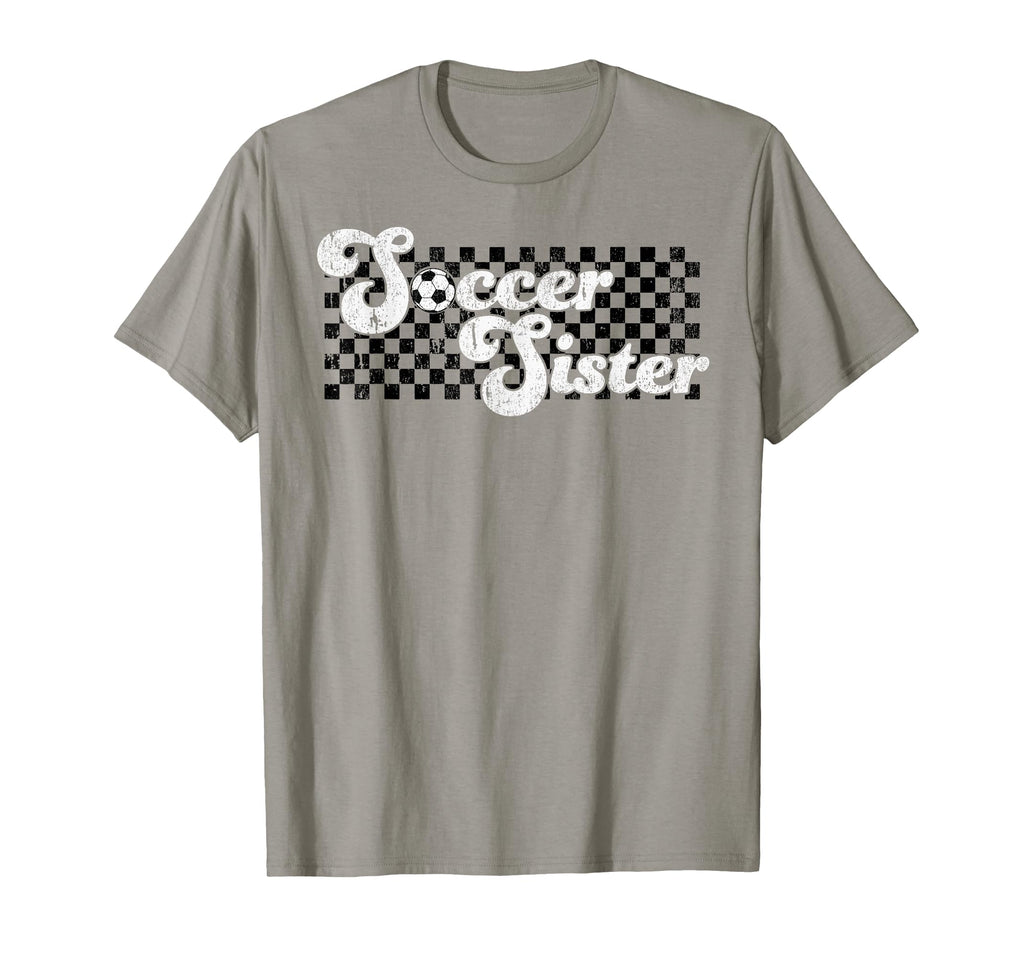 Soccer Sister Soccer Family Checkered T-Shirt - Casual Everyday Wear Unisex