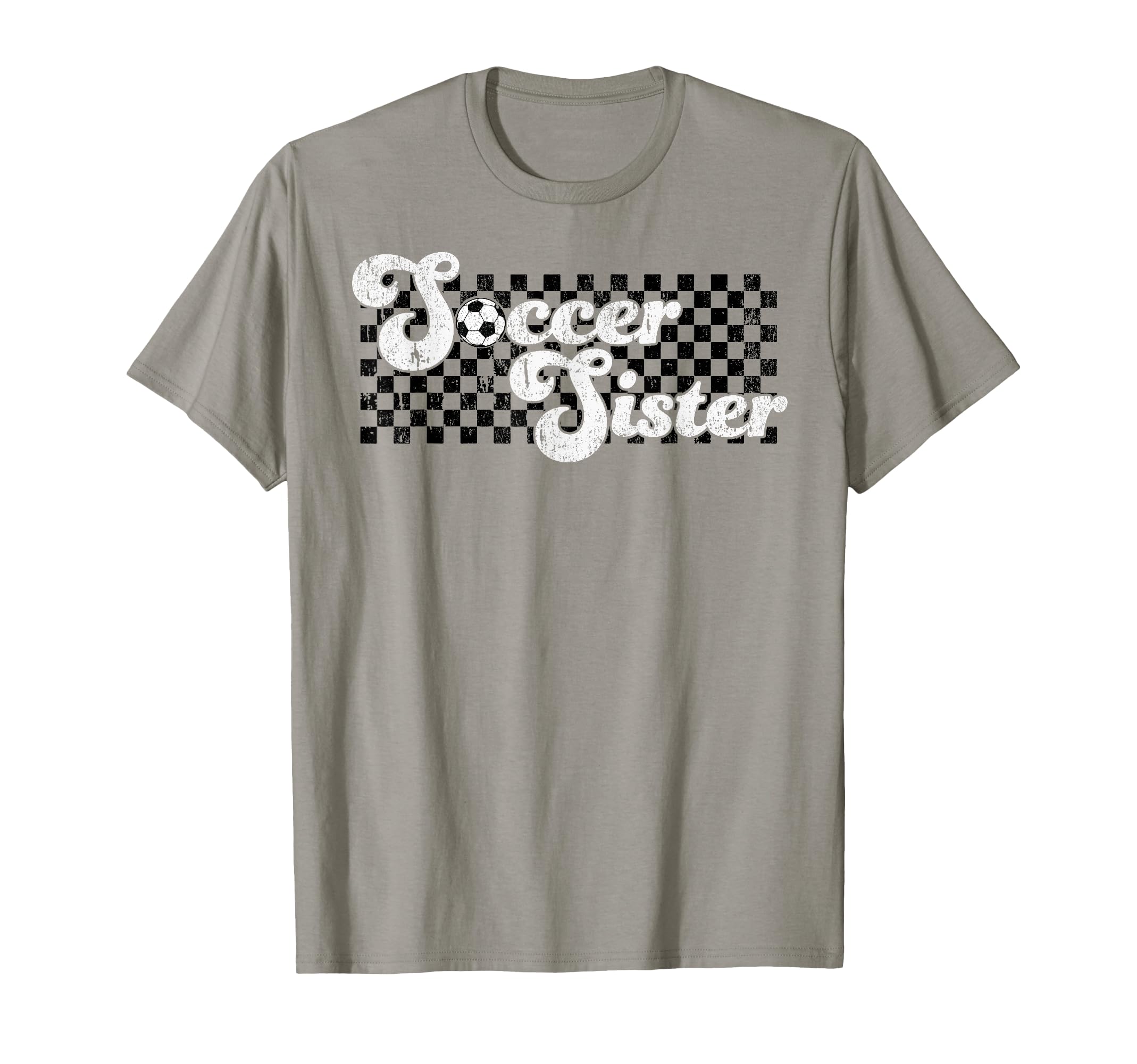 Soccer Sister Soccer Family Checkered T-Shirt - Casual Everyday Wear Unisex