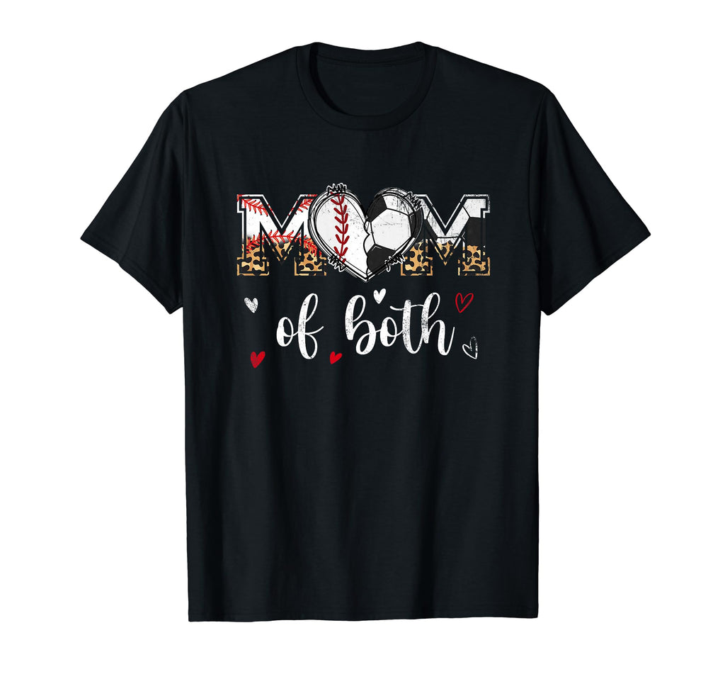 Mom Both Baseball Soccer Heart T-Shirt - Casual Everyday Wear Men Women
