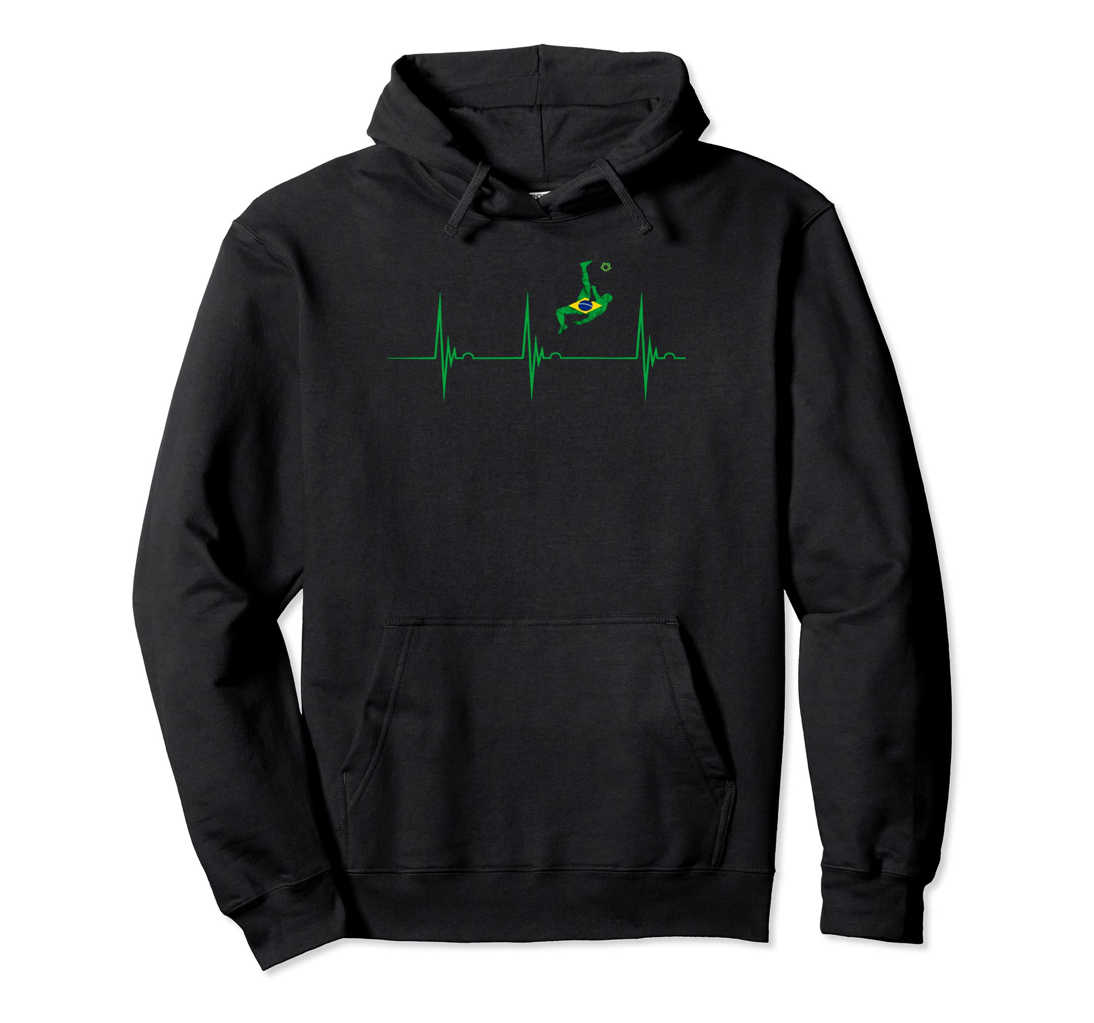 Brazil Heartbeat Ekg Pulse Brasilian Hoodie - Minimalist Print for Adults