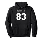 Number 83 Biggest Fan Sport Spirit Hoodie - Custom Art Print for Adults
