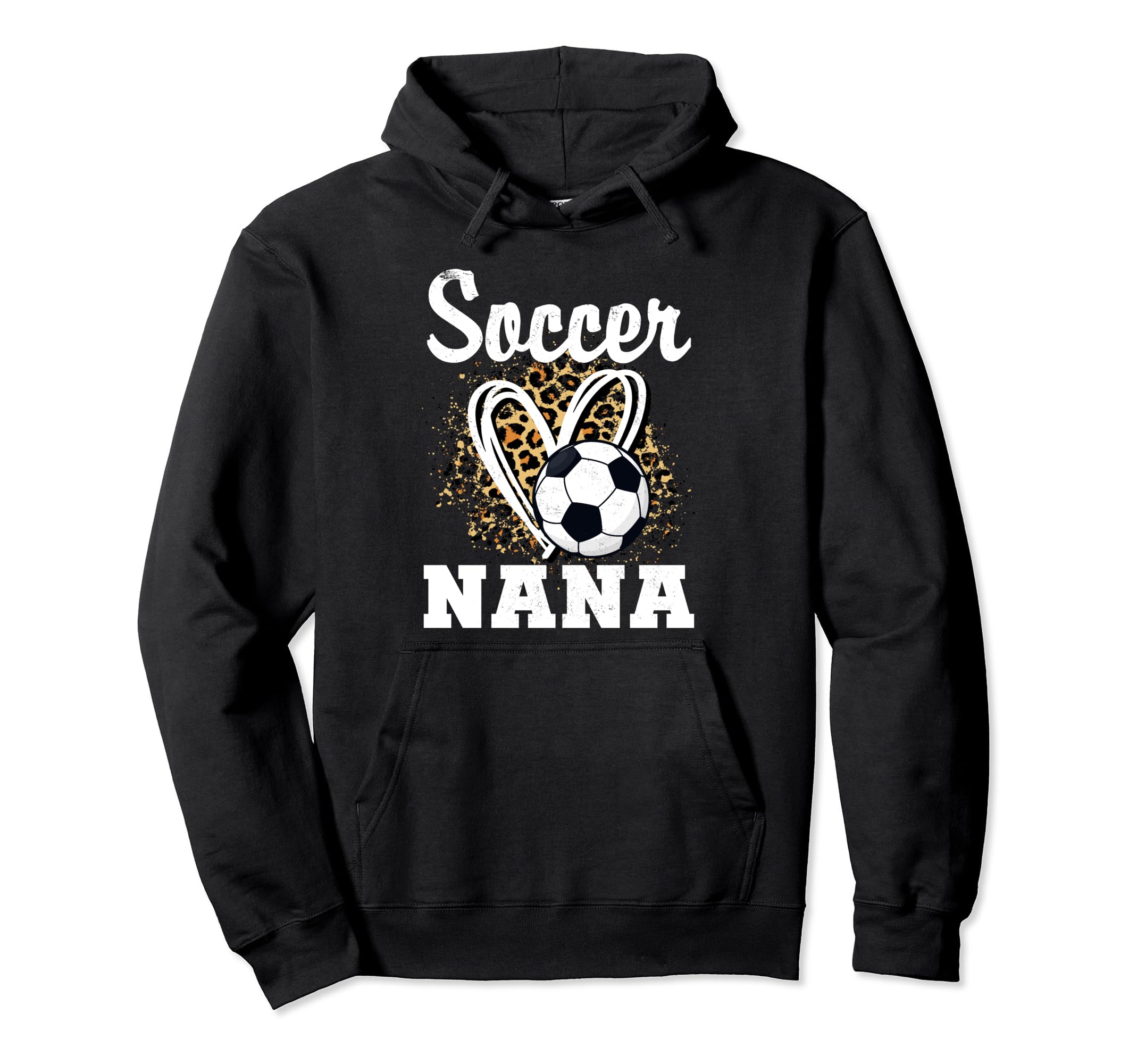 Soccer Nana Leopard Heart Grandma Hoodie - Minimalist Print Men Women