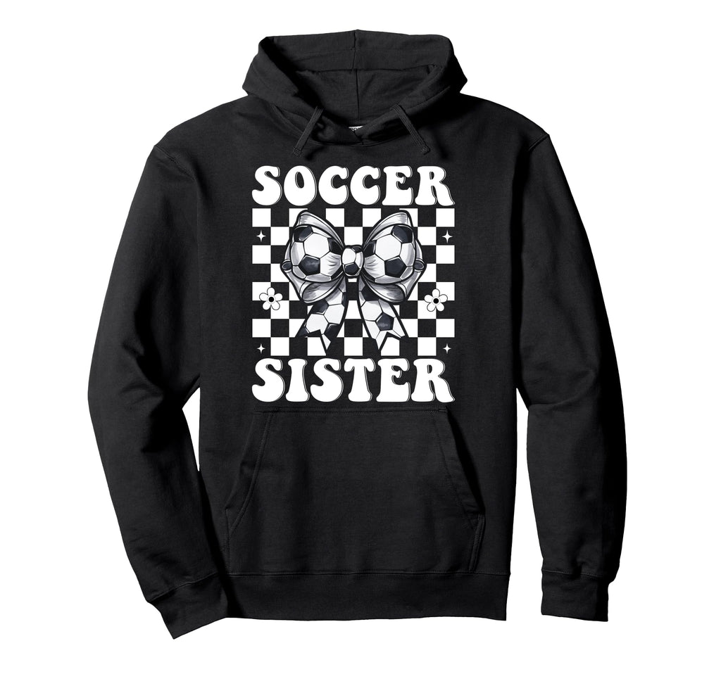 Soccer Sister Soccer Coquette Bow Hoodie - Trendy Graphic Men Women