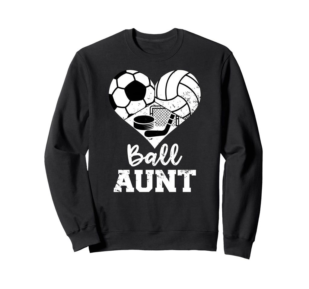 Ball Aunt Heart Funny Soccer Sweatshirt - Fun Novelty Design Men Women