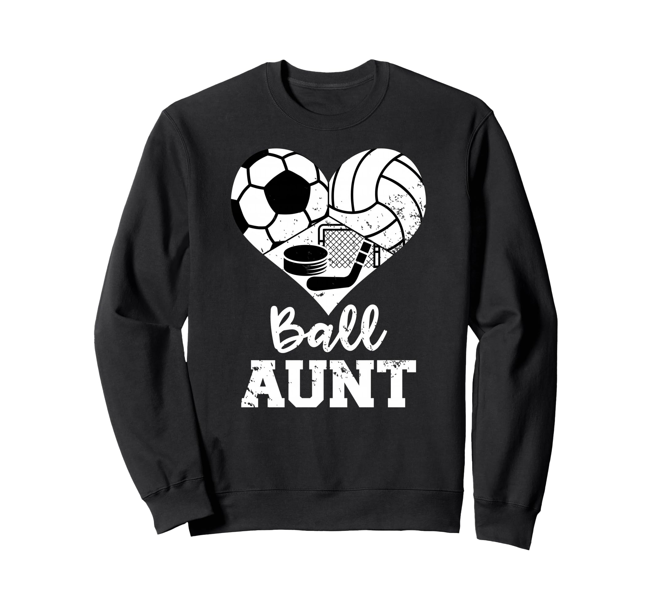 Ball Aunt Heart Funny Soccer Sweatshirt - Fun Novelty Design Men Women
