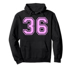 36 Number Thirty Six Sports Varsity Hoodie - Unique Graphic for Adults
