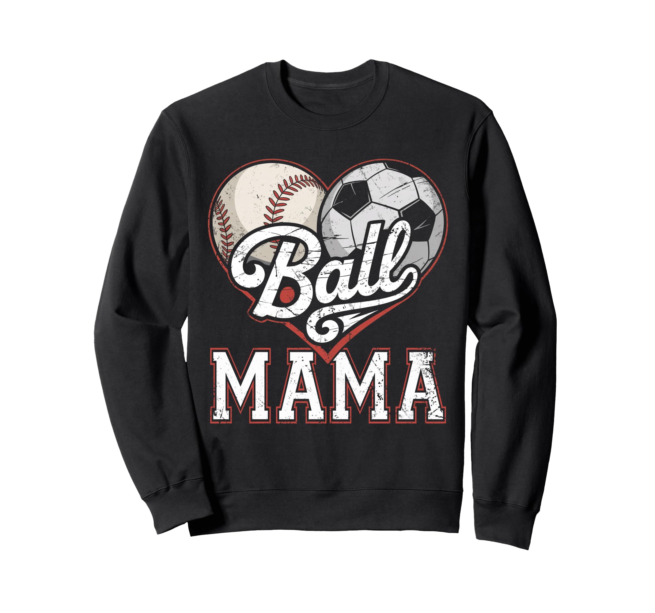 Ball Mama Baseball Soccer Heart Sweatshirt - Custom Art Print Men Women