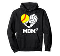 Mom Cubed Mom3 Mom Three Softball Hoodie - Minimalist Print for Adults