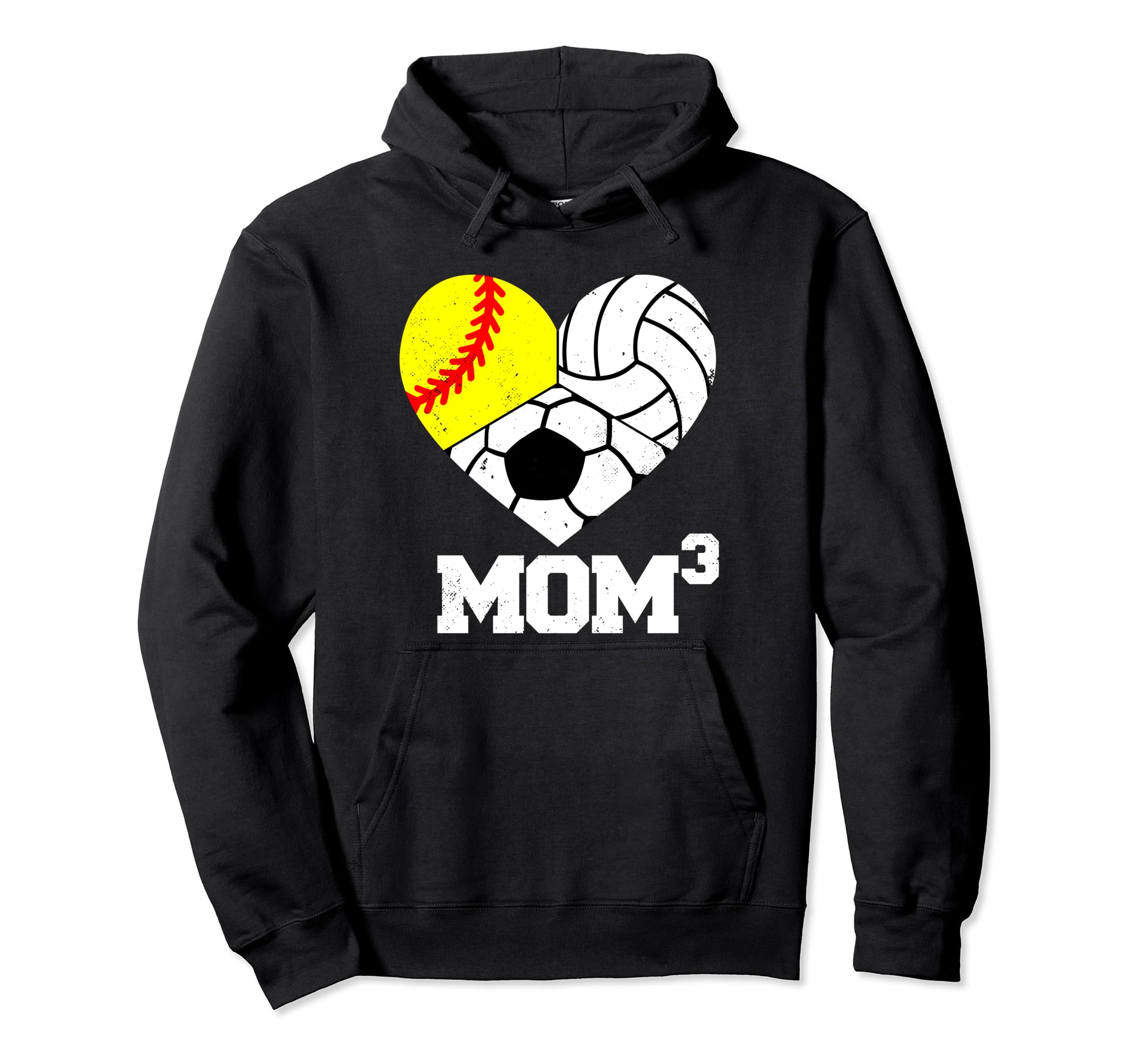 Mom Cubed Mom3 Mom Three Softball Hoodie - Minimalist Print for Adults