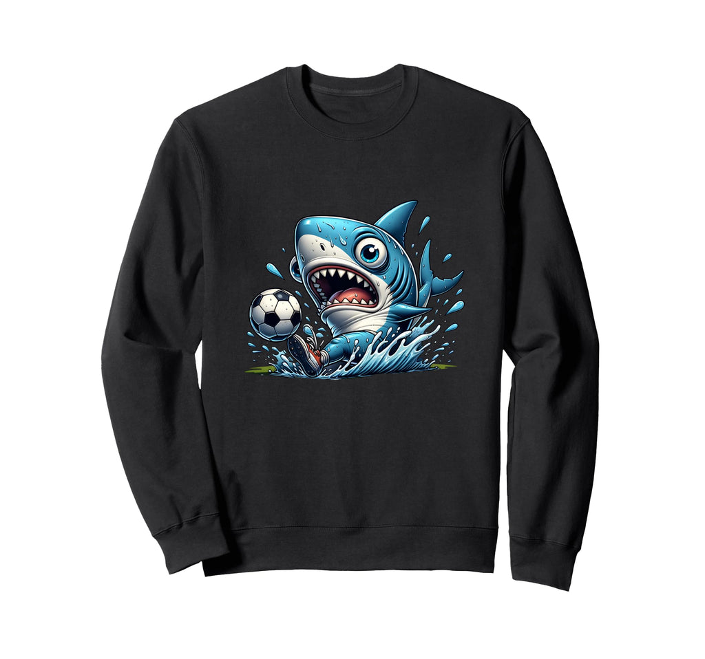 Soccer Shark Cartoon Football Sweatshirt - Aesthetic Graphic for Adults