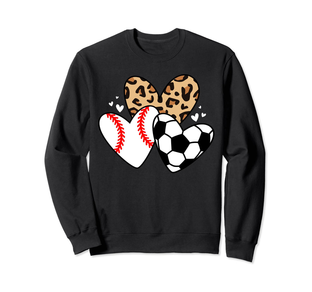Soccer Baseball Heart Funny Soccer Sweatshirt - Minimalist Print Men Women