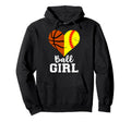 Ball Heart Funny Softball Basketball Hoodie - Unique Graphic Men Women