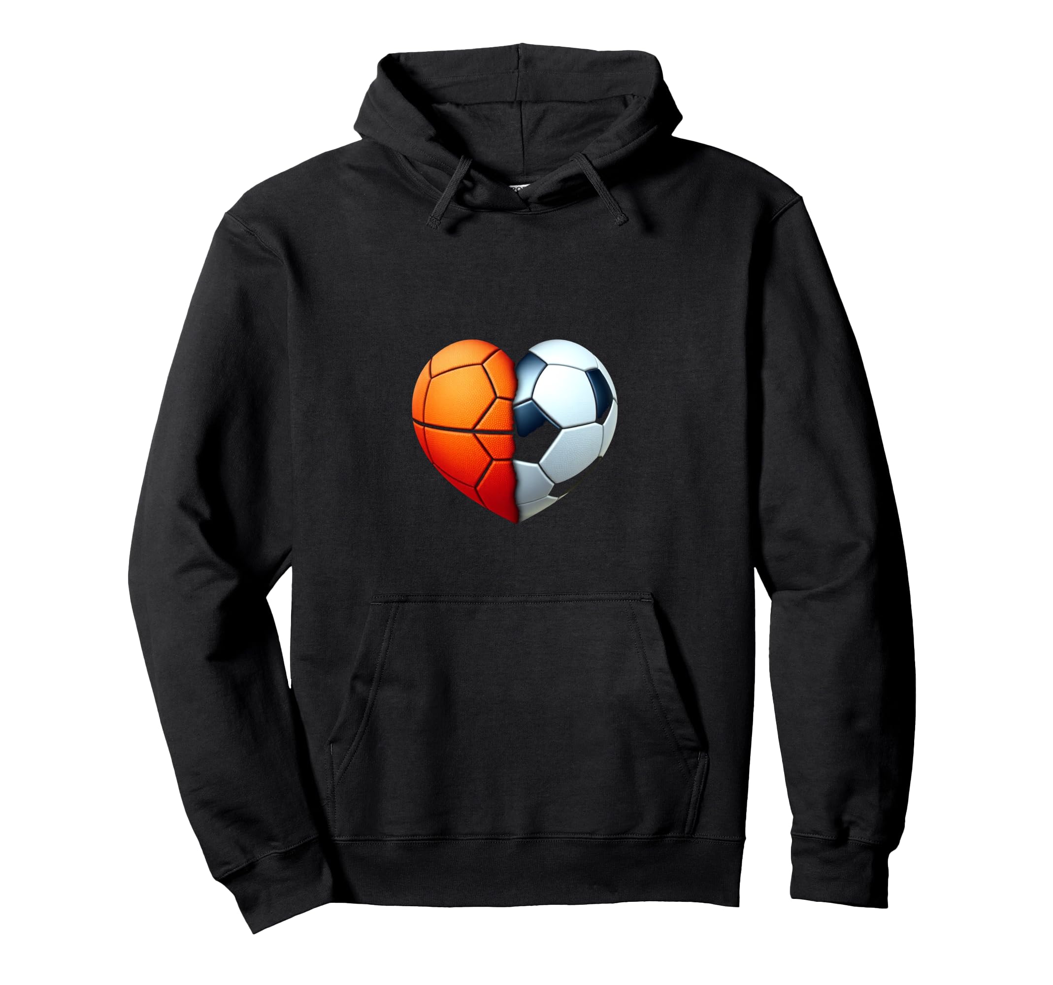 Basketball Soccer Heart Hoodie - Fun Novelty Design Men Women