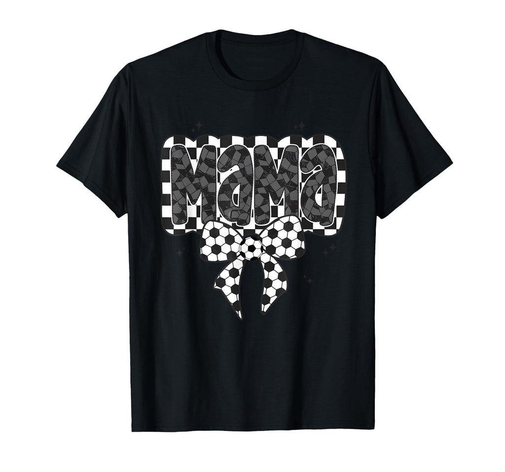 Mono Checkred Soccer Mama Bow White T-Shirt - Graphic Print Men Women