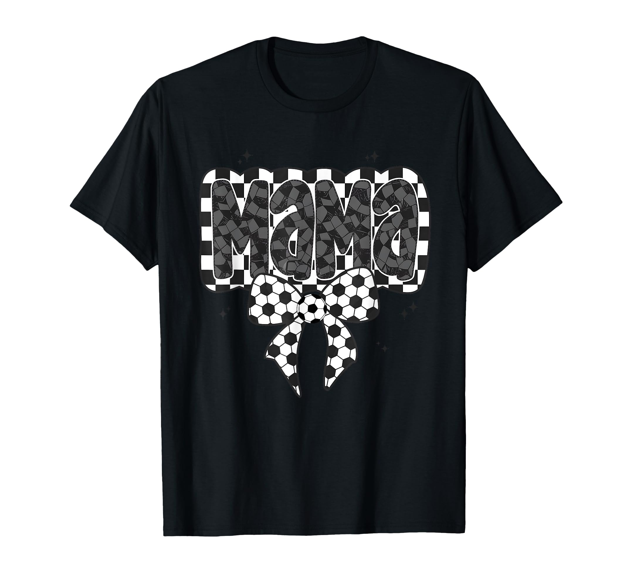 Mono Checkred Soccer Mama Bow White T-Shirt - Graphic Print Men Women