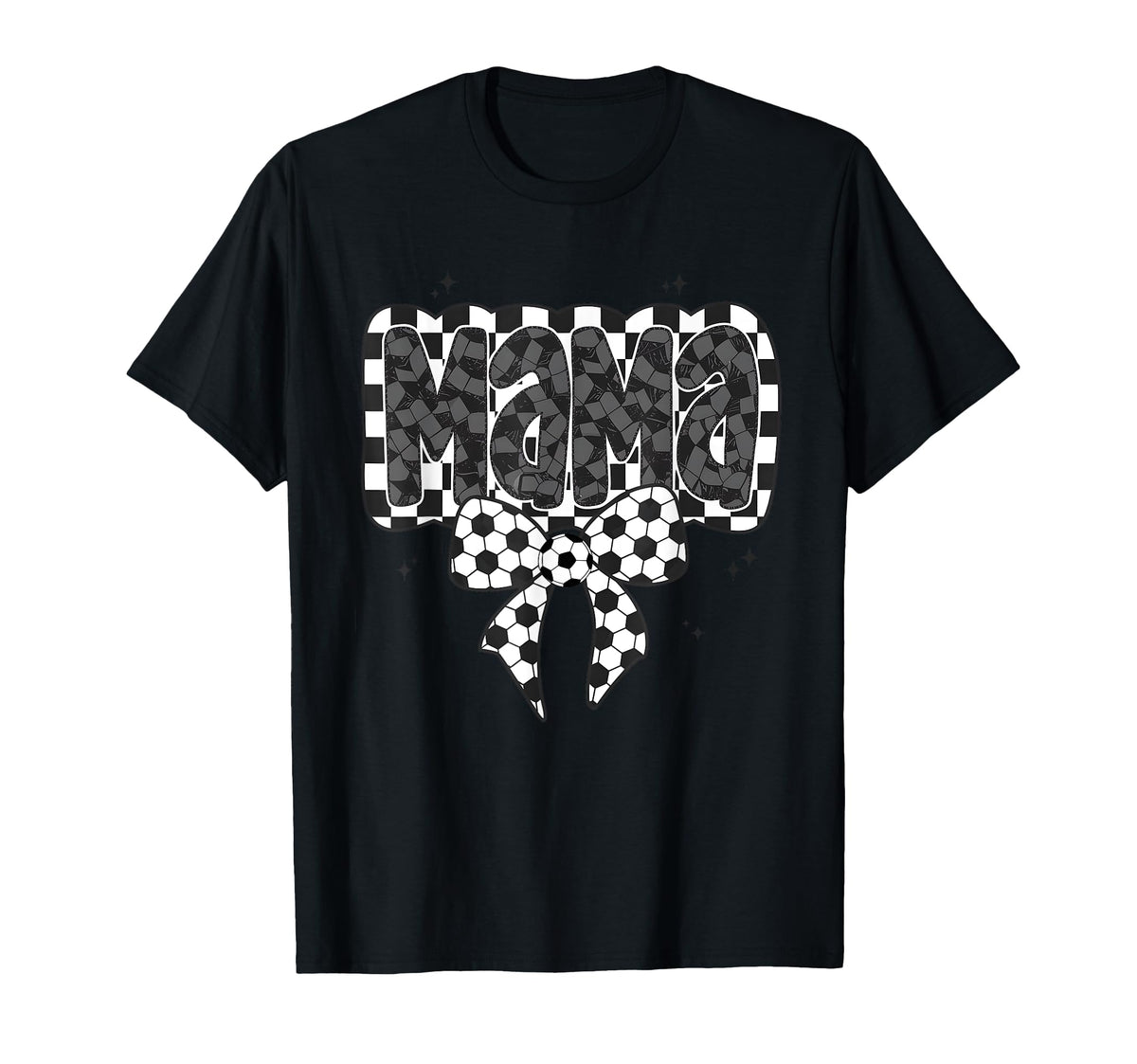 Mono Checkred Soccer Mama Bow White T-Shirt - Aesthetic Graphic for Adults