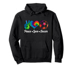 Soccer Tie Dye Peace Love Soccer Hoodie - Custom Art Print for Adults