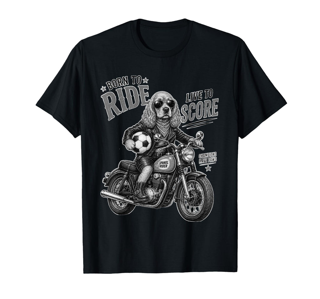 Cocker Spaniel Motorbike Love T-Shirt - Casual Everyday Wear Unisex