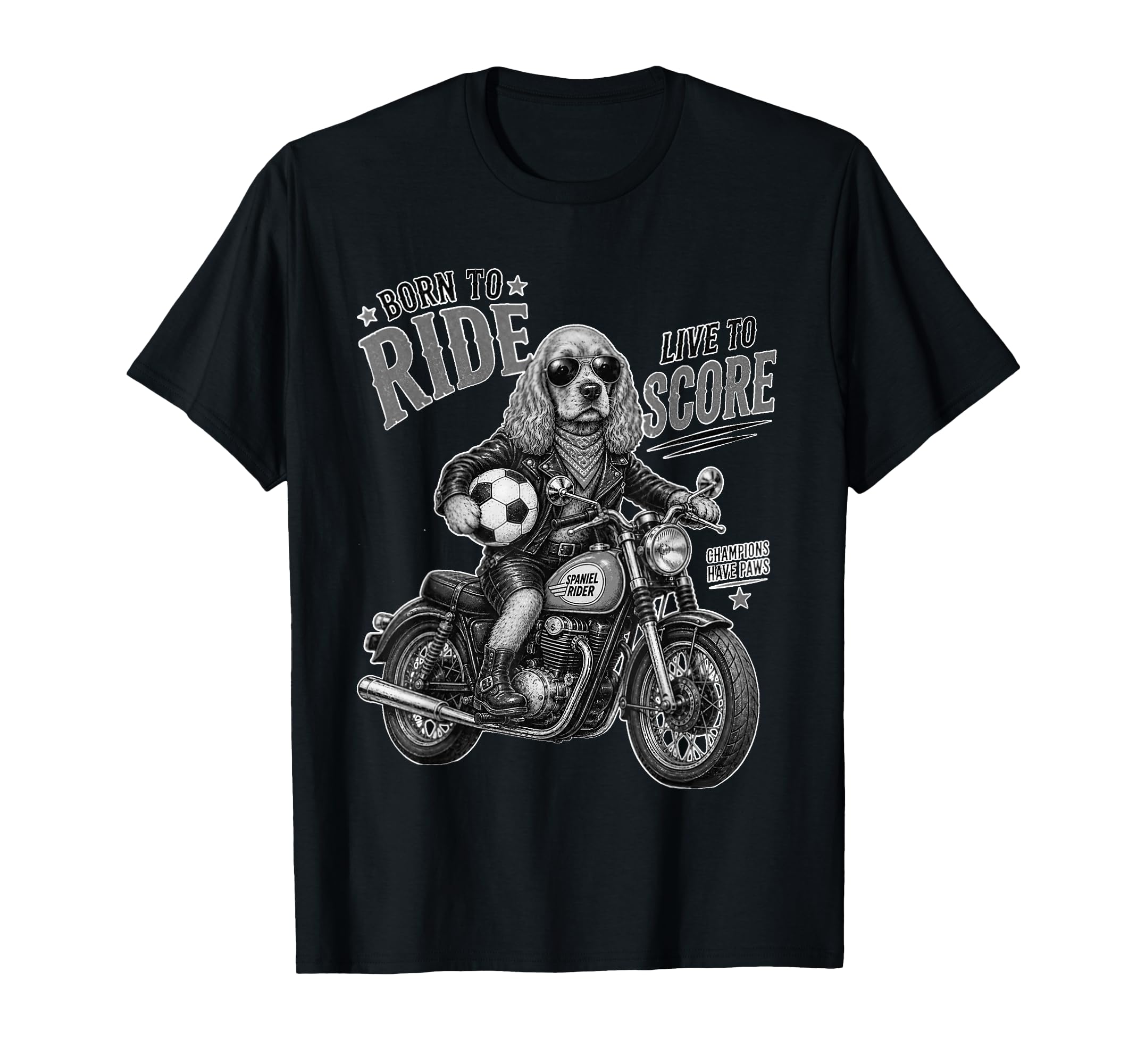 Cocker Spaniel Motorbike Love T-Shirt - Casual Everyday Wear Unisex