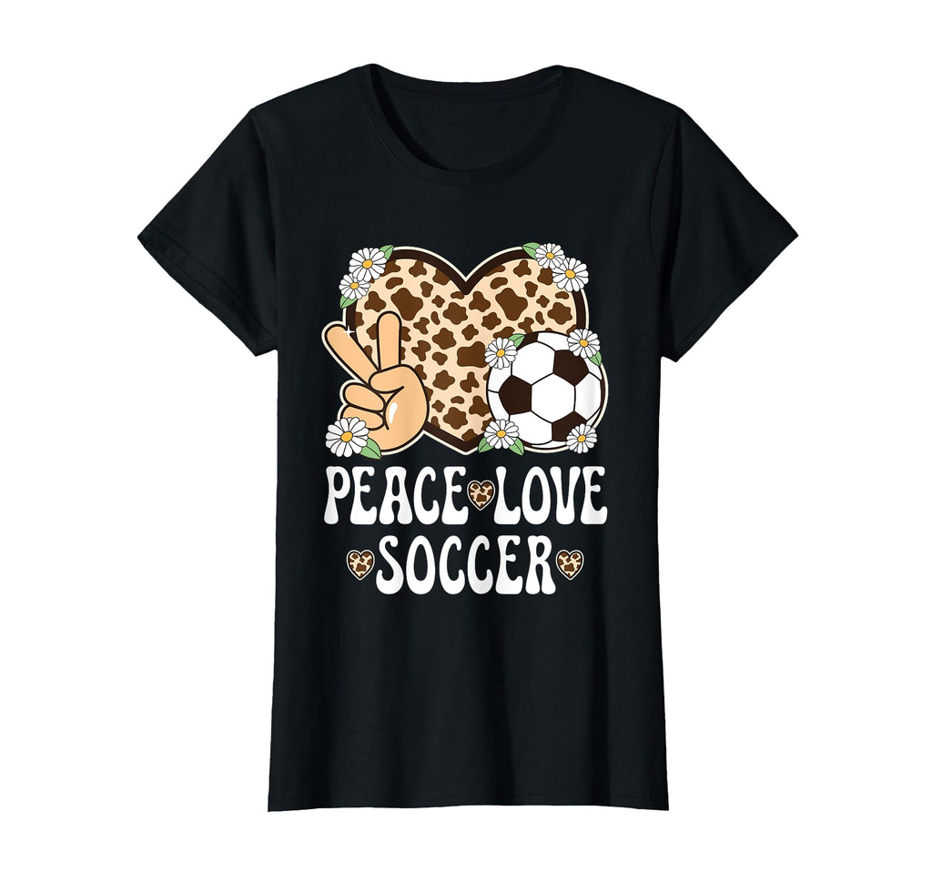 Peace Love Soccer Lover Cow Soccer T-Shirt - Casual Everyday Wear Unisex