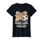 Peace Love Soccer Lover Cow Soccer T-Shirt - Casual Everyday Wear Unisex
