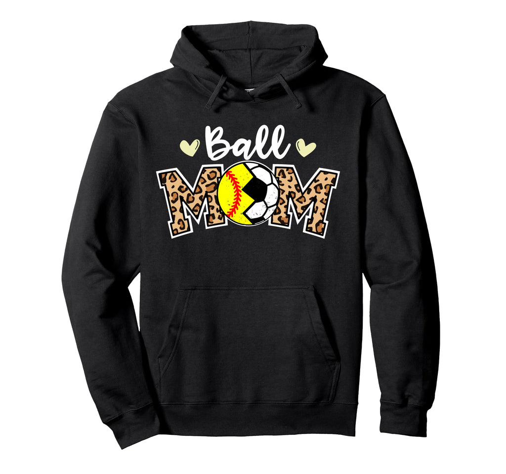 Ball Mom Leopard Funny Soccer Softball Hoodie - Aesthetic Graphic Unisex