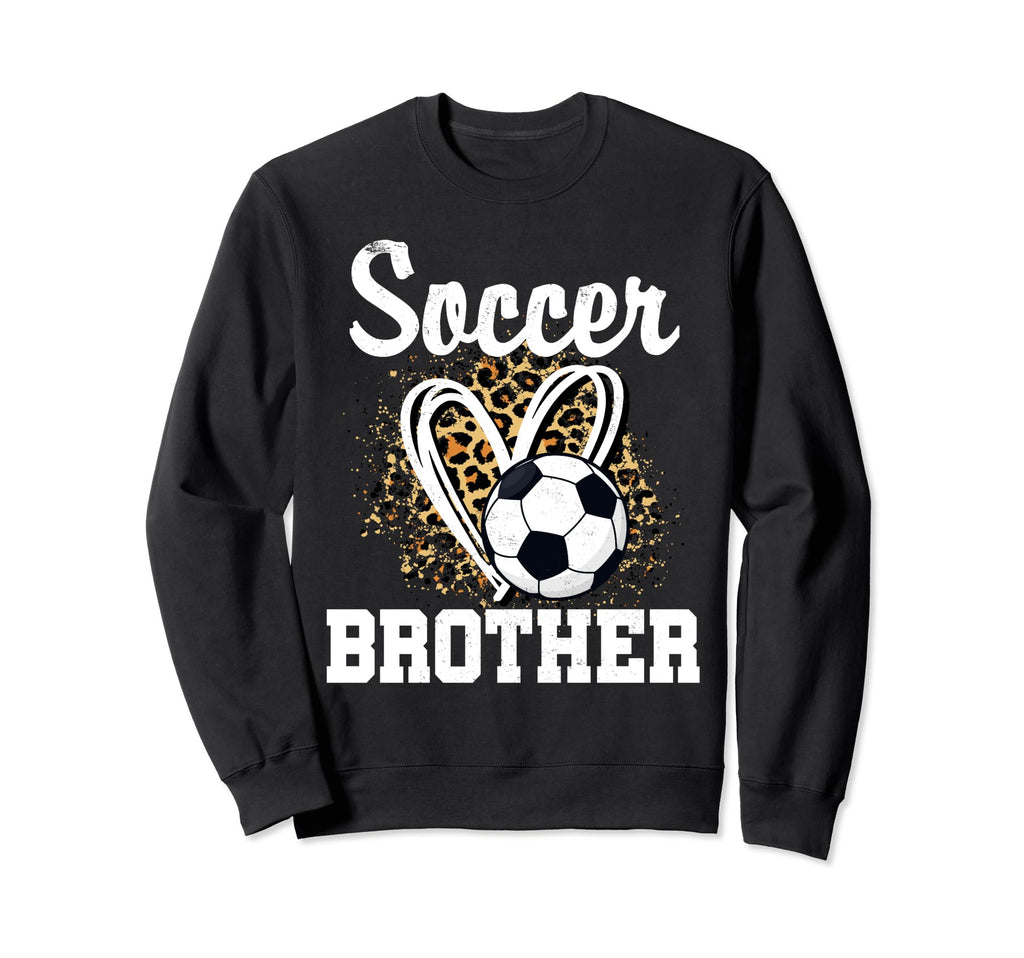 Soccer Brother Leopard Heart Sweatshirt - Minimalist Print Men Women