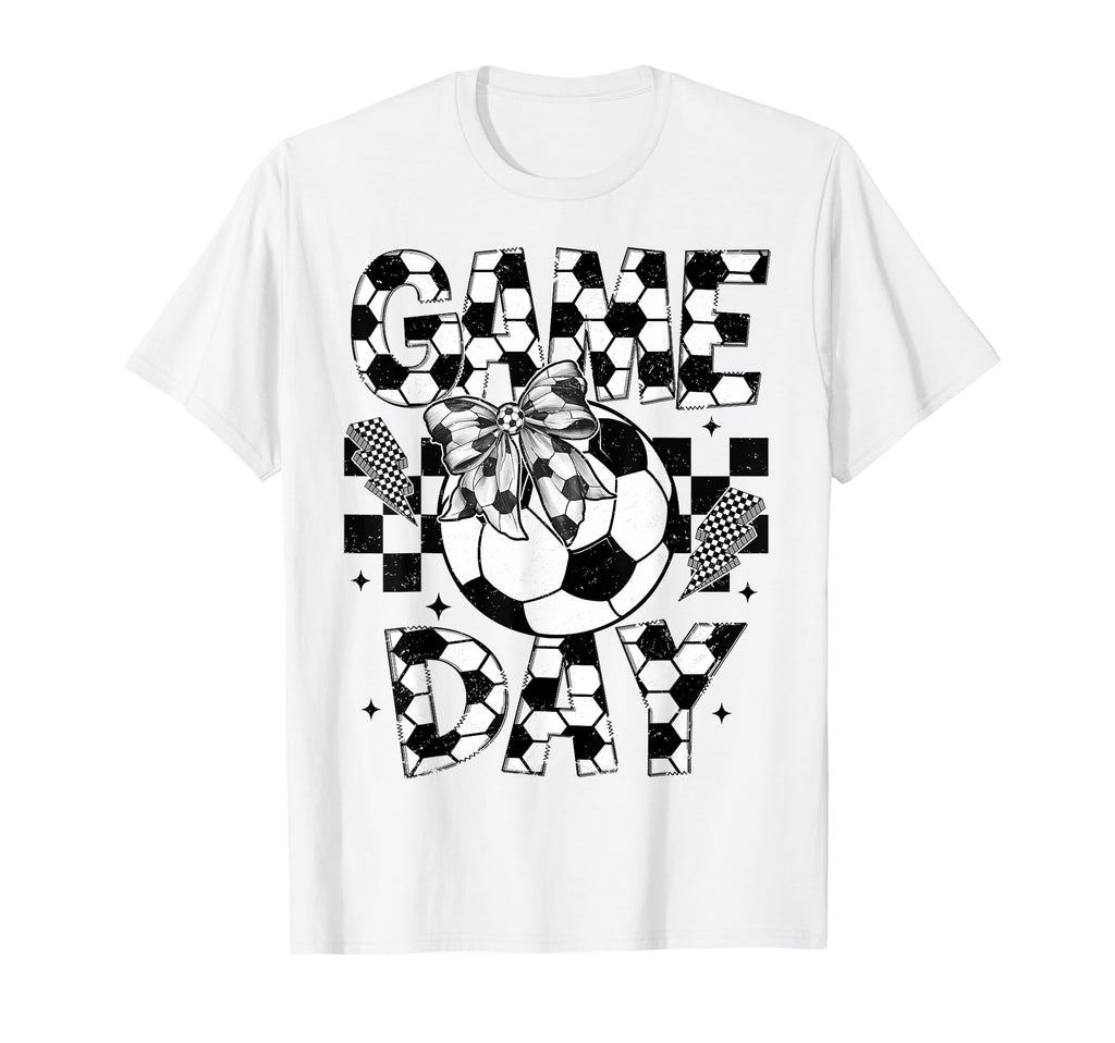 Game Day Soccer Coquette Bow Soccer Ball T-Shirt - Graphic Print Men Women