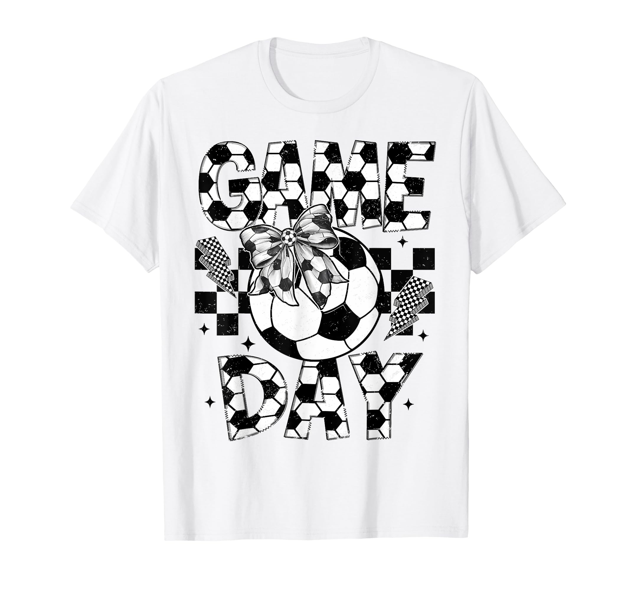 Game Day Soccer Coquette Bow Soccer Ball T-Shirt - Graphic Print Men Women
