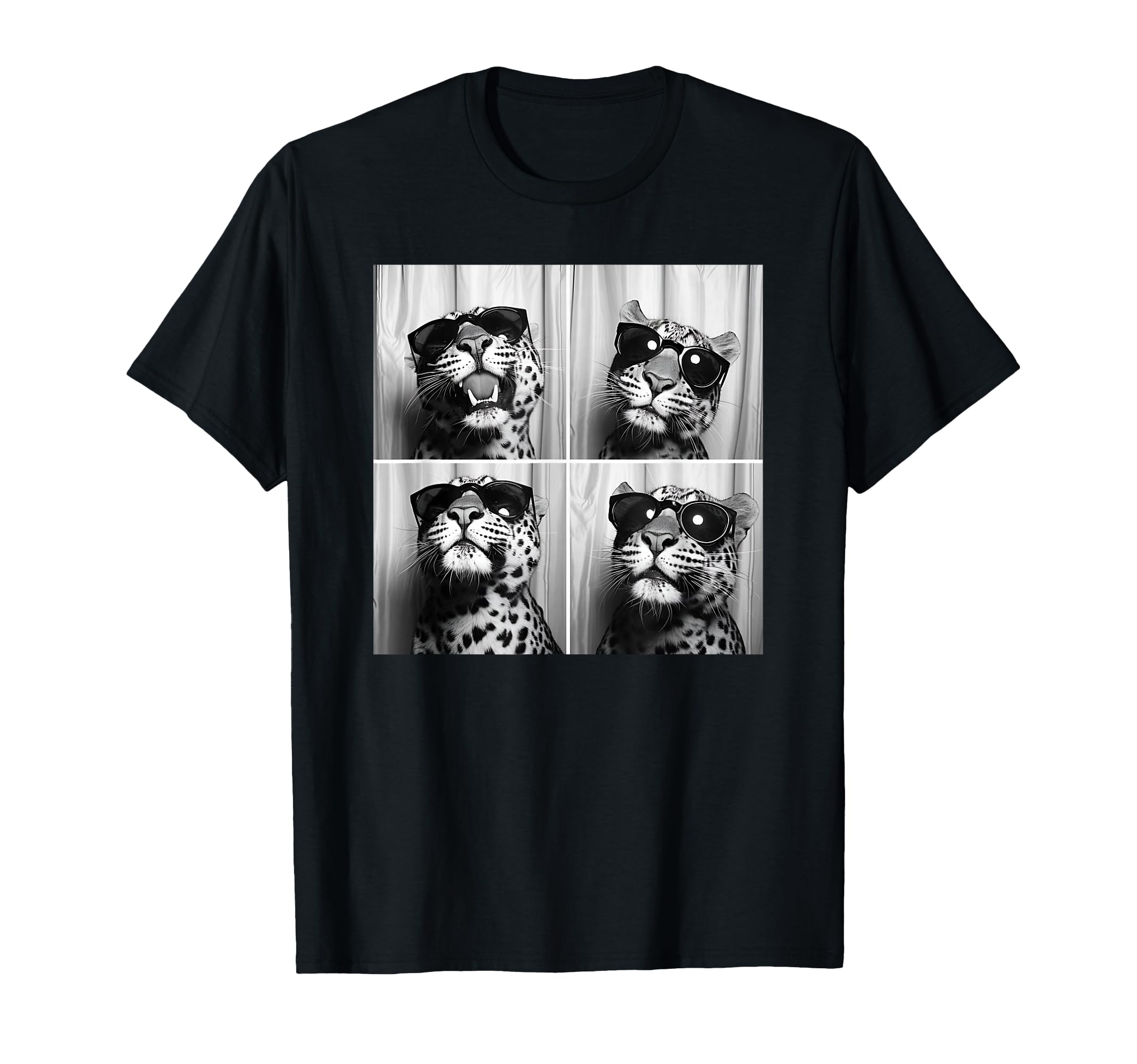 Leopard Face Wearing Sunglasses Funny T-Shirt - Fun Novelty Design Unisex