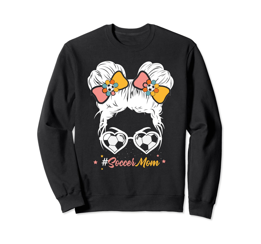 Soccer Mom Messy Bun Hair Soccer Sweatshirt - Graphic Print Unisex