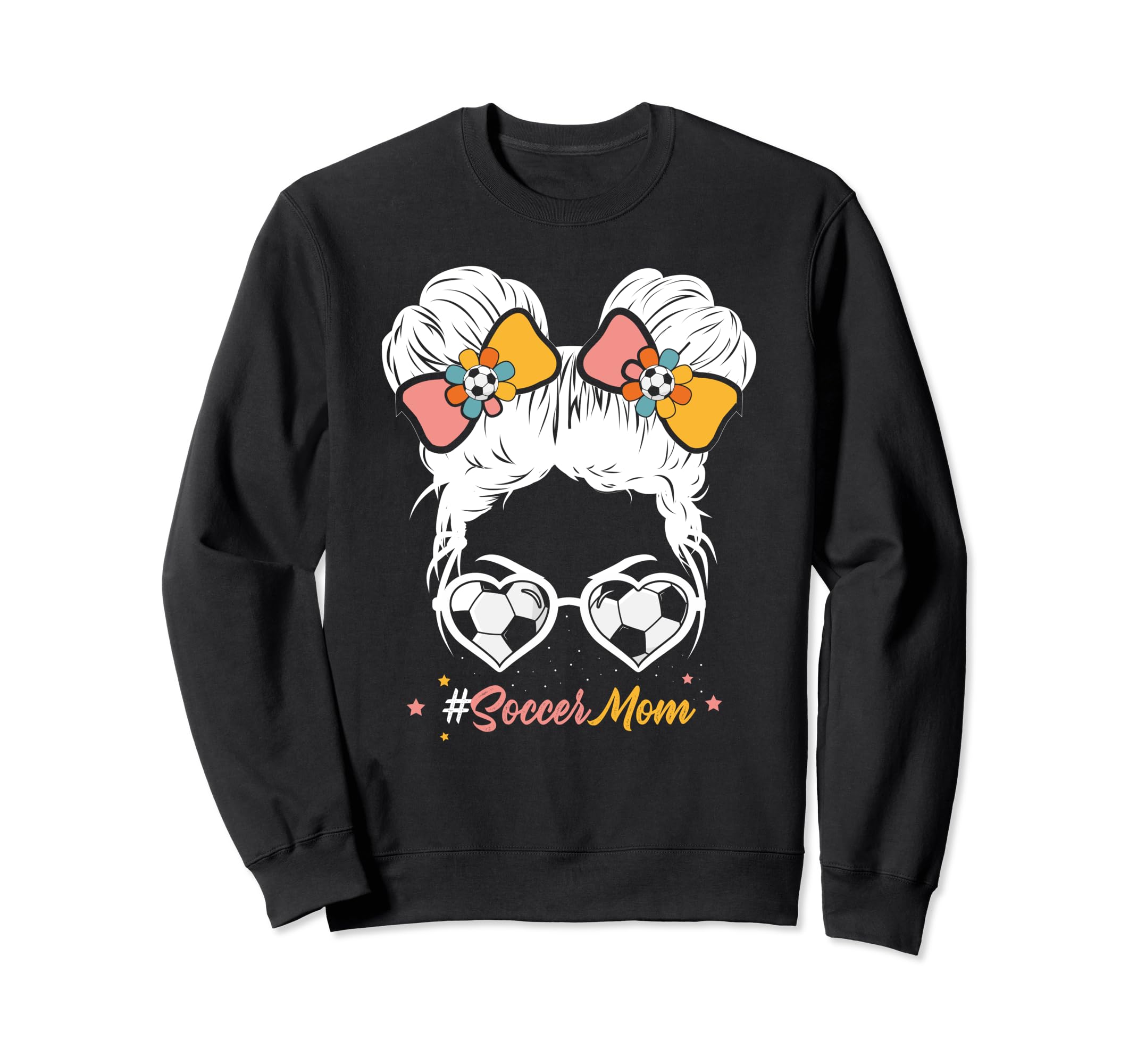 Soccer Mom Messy Bun Hair Soccer Sweatshirt - Graphic Print Unisex