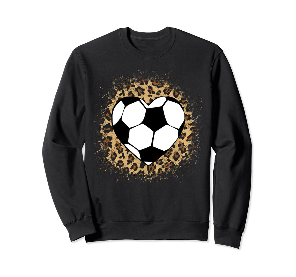 Soccer Heart Ball Cheetah Soccer Lover Sweatshirt - Novelty Apparel Unisex