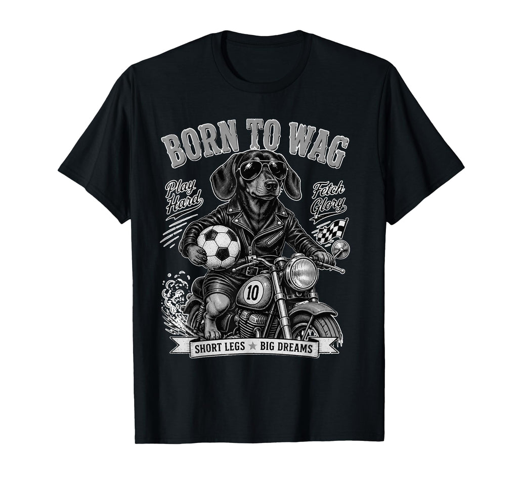 Dachshund Motorbike Love Footbal T-Shirt - Trendy Graphic for Adults