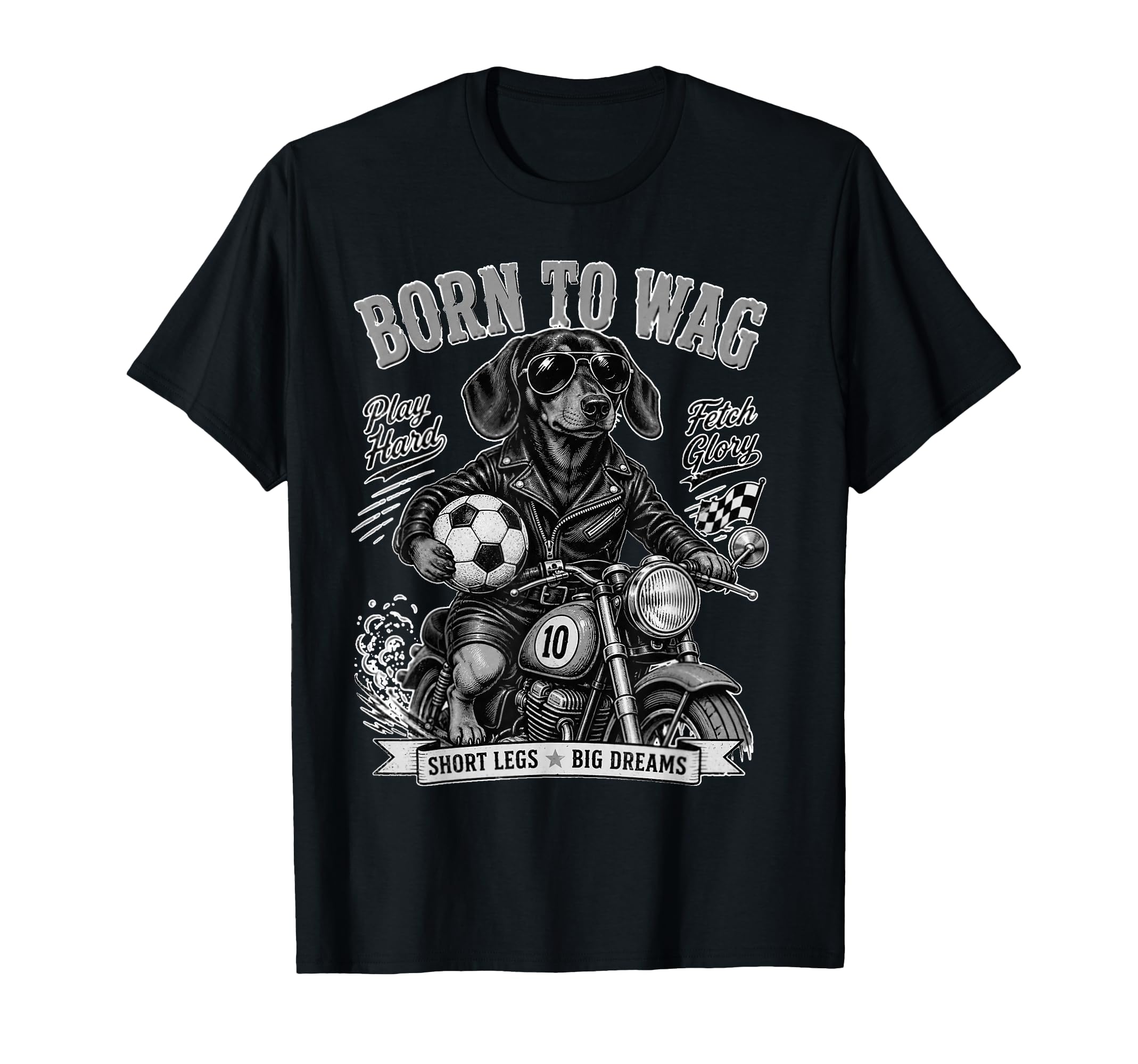 Dachshund Motorbike Love Footbal T-Shirt - Trendy Graphic for Adults