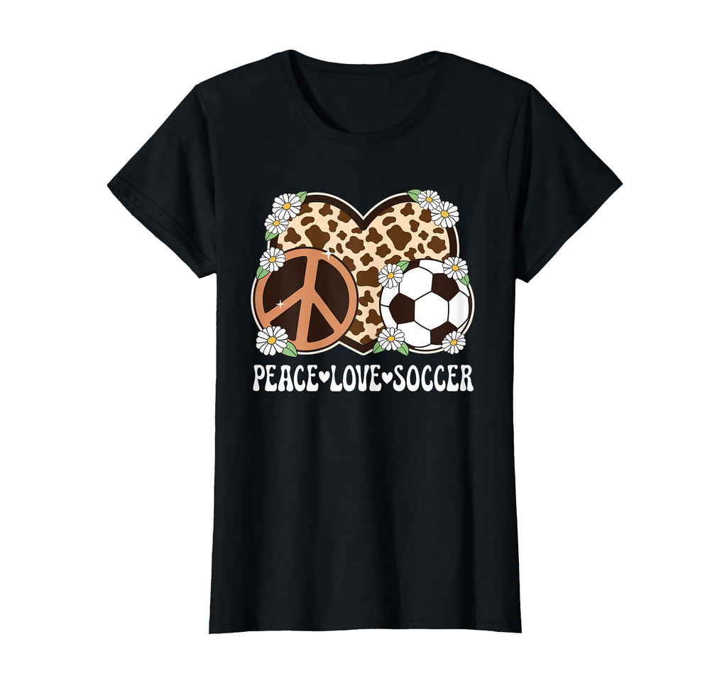 Peace Love Soccer Lover Cow Soccer T-Shirt - Graphic Print Men Women