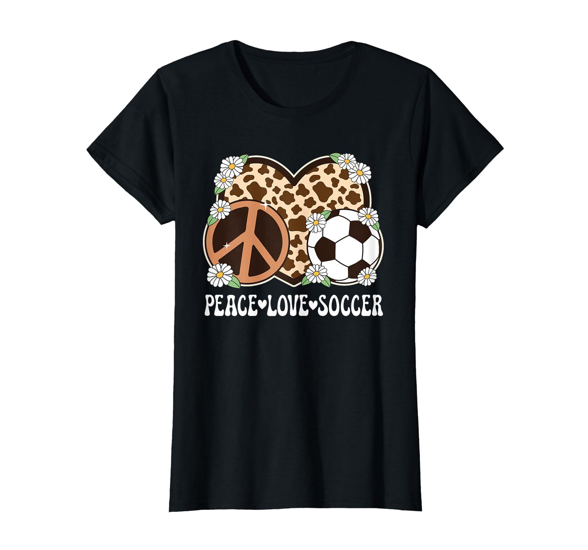 Peace Love Soccer Lover Cow Soccer T-Shirt - Graphic Print Men Women