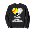 Ball Great Grandma Heart Softball Sweatshirt - Trendy Graphic for Adults