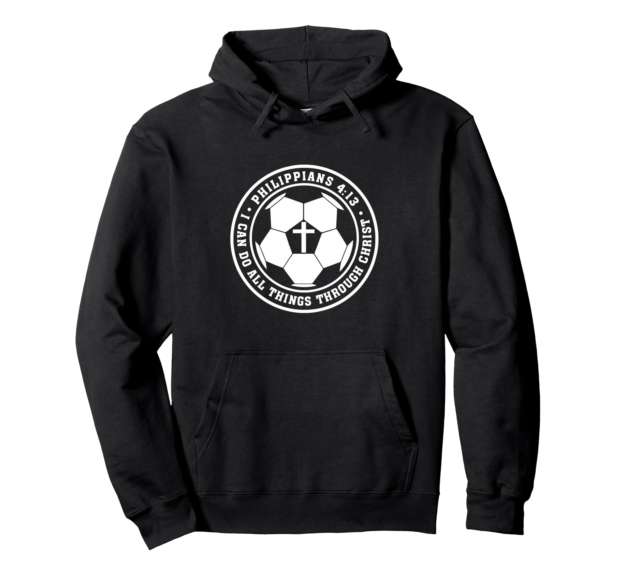 Philippians 4 13 Christian Soccer Cross Hoodie - Novelty Apparel Unisex