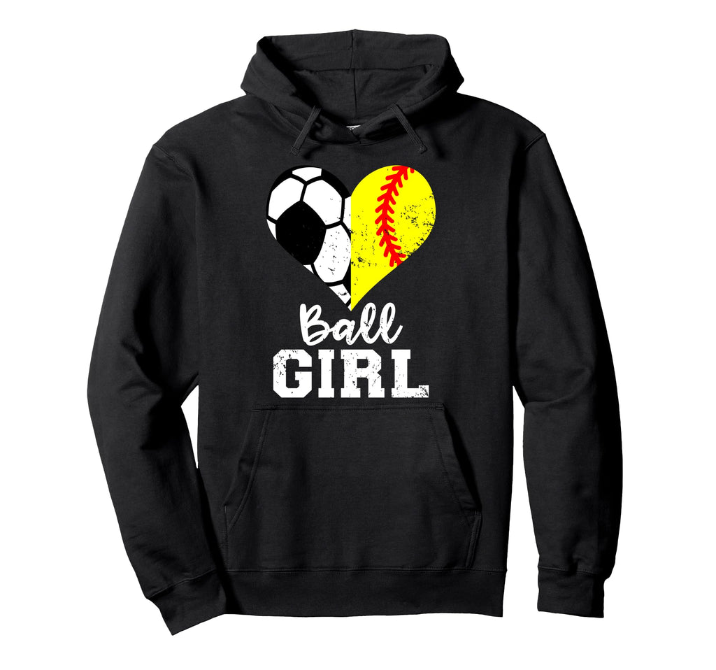 Ball Heart Funny Soccer Softball Hoodie - Trendy Graphic Unisex