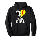 Ball Heart Funny Soccer Softball Hoodie - Trendy Graphic Unisex
