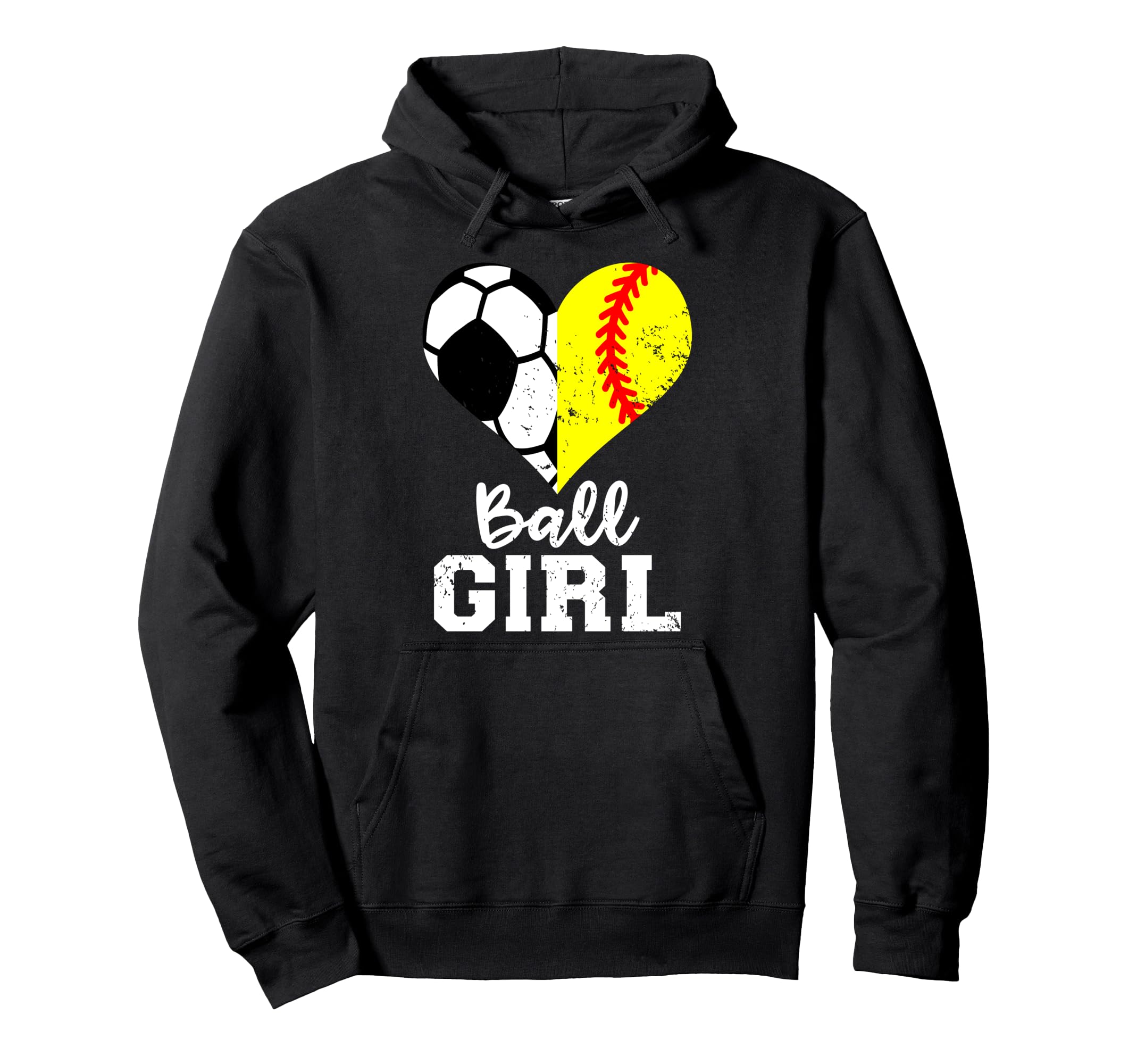 Ball Heart Funny Soccer Softball Hoodie - Trendy Graphic Unisex
