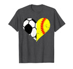 Soccer Softball Heart Funny Soccer T-Shirt - Unique Graphic Unisex
