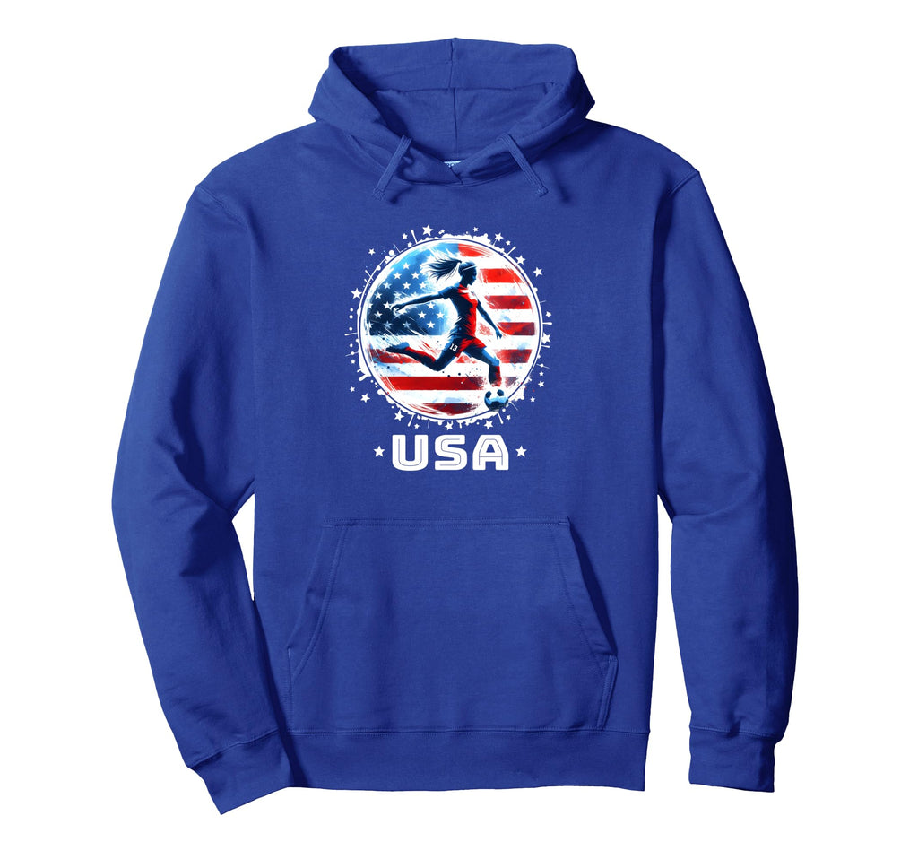 Womens Soccer Team American Flag Soccer Hoodie - Unique Graphic for Adults