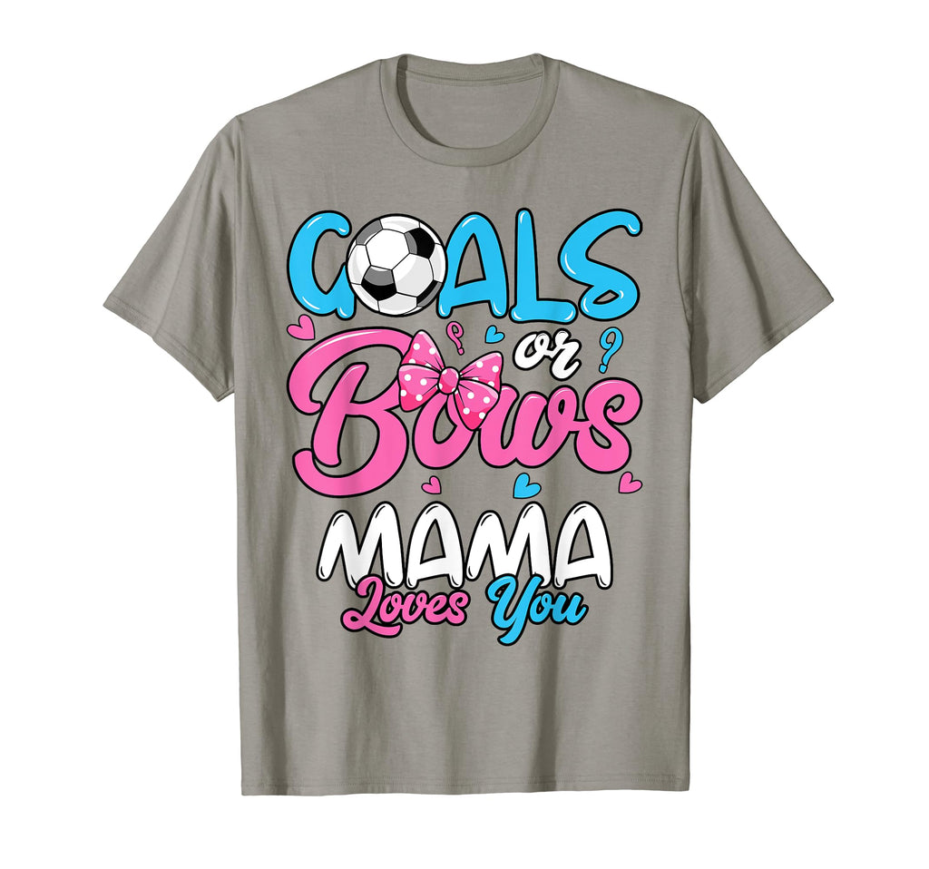 Gender Reveal Goals Or Bows Mama Mom Loves T-Shirt - Graphic Print Unisex