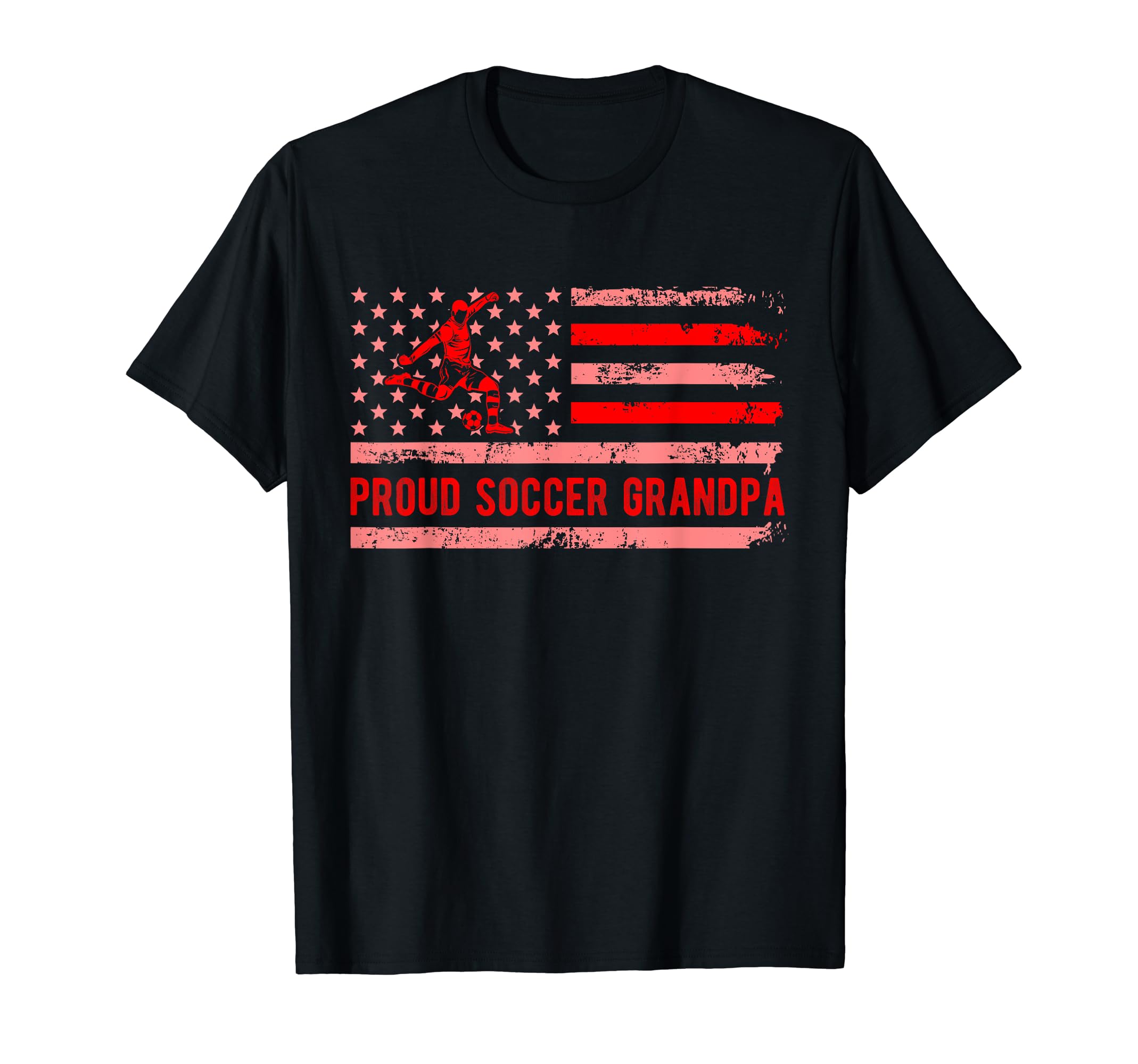 Proud Soccer Grandpa Usa Flag Family T-Shirt - Casual Everyday Wear Unisex